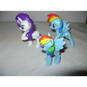 My Little Pony Lot Of 3 Ponys Rainbow Dash & Rarity 3'5 & 3"